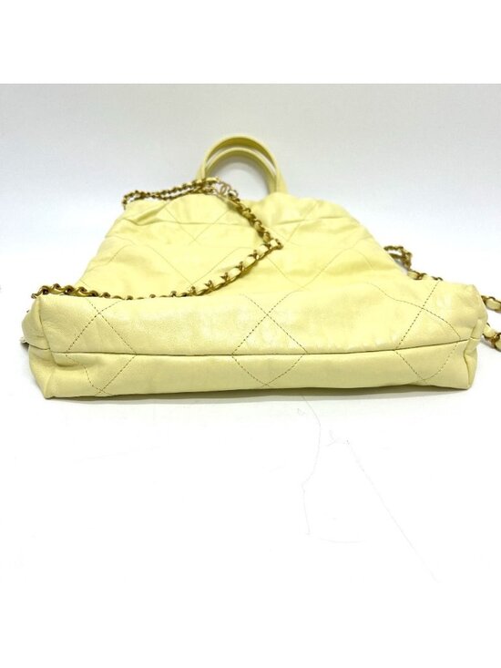 Chanel Backpack 22 Small Chain Leather Yellow main image 9